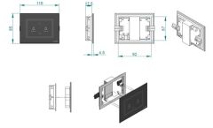 Planus Siyah Full Glass Touch Panel 2 Butonlu