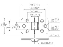Masa Menteşesi 316 Pasl. Çelik 42*70,5mm
