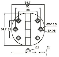 Kapaklı Menteşe 66.5*66.8mm