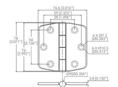Kapaklı Menteşe 76X78mm