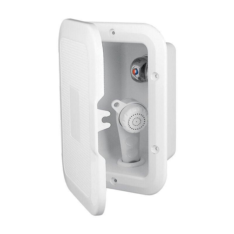 Case, Side mounted, w/Shower & Mixer Tap, 5m Hose, w/Lid, White