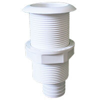 Thru-Hull 1 ½'', w/Displaced Hose Barb, Ø31mm, L87, White