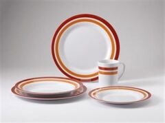 Promo-Line Red rings, 16 parça melamin yemek takımı