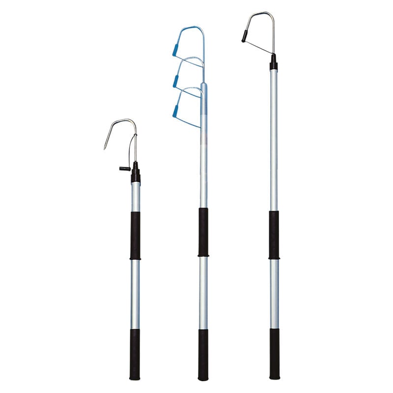 Teleskopik Aluminyum Balık Kancası . Çap Ø30mm, L.800-1205mm & Inox kanca Ø8mm x W.100mm