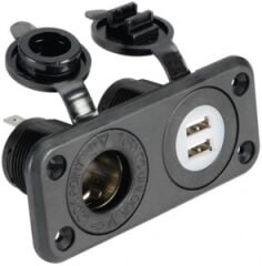 Çiftli USB soketi ve çakmak soketi