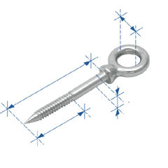 Gözlü Ağaç Vidası, Inox 316, 12x160Mm