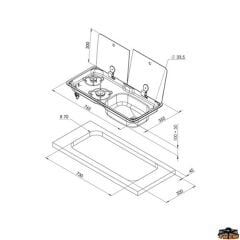 CAN FL1765 İki Kapaklı Evyeli Gömme Çiftli Ocak